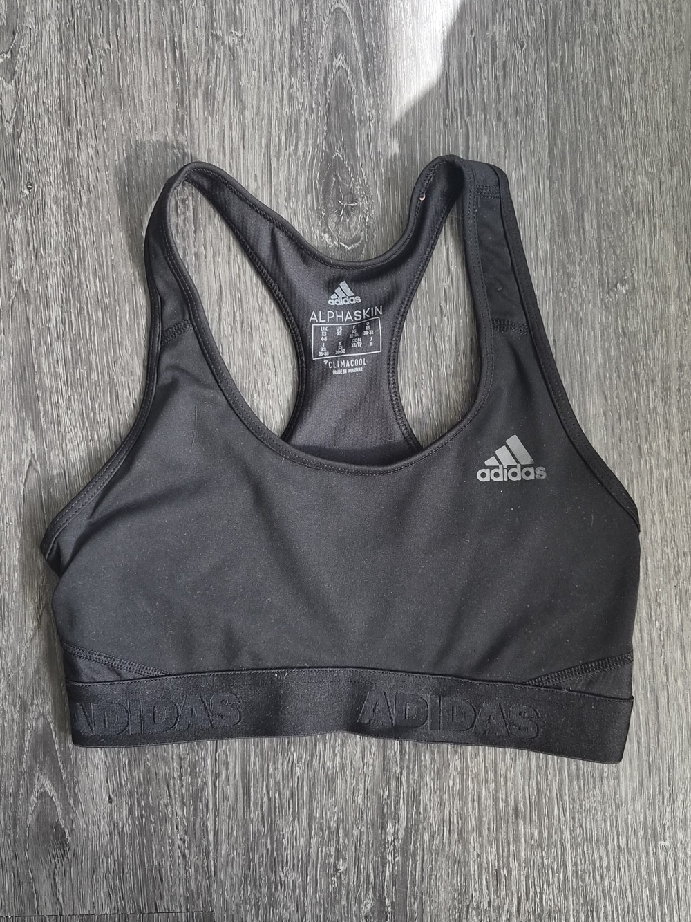 adidas Black Alphaskin Racerback Sports Bra